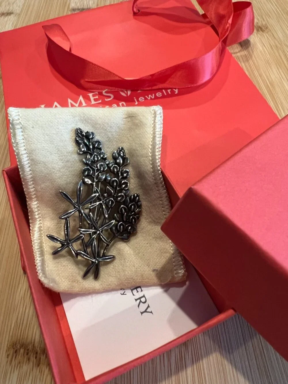 Retired James Avery Bluebonnet Sterling Silver Vintage Brooch Pin